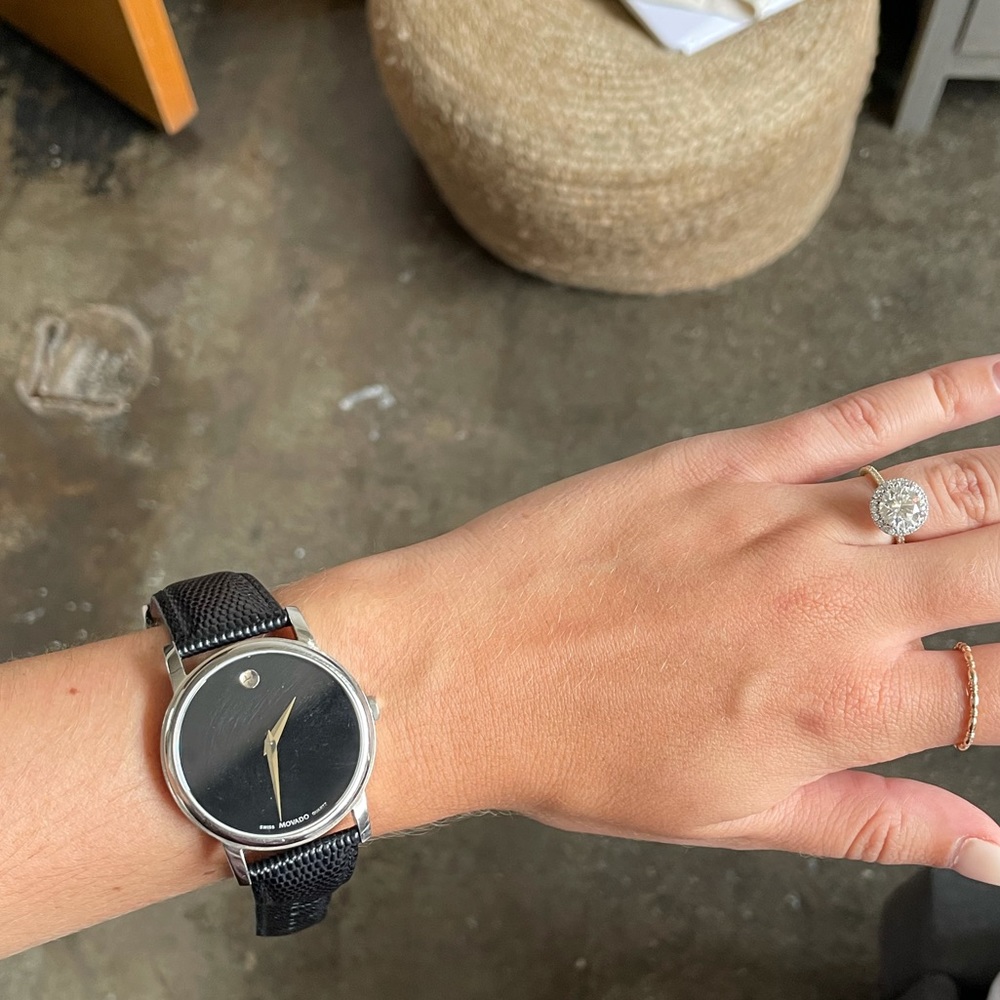 Movado leather strap watch